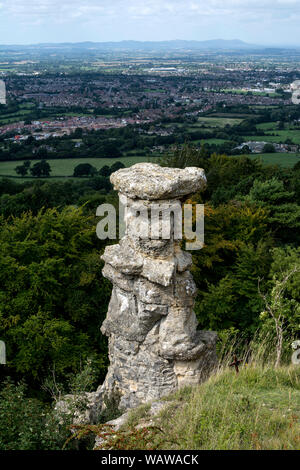 Des Teufels Schornstein, Leckhampton Hill, in der Nähe von Cheltenham, Gloucestershire, England, Großbritannien Stockfoto