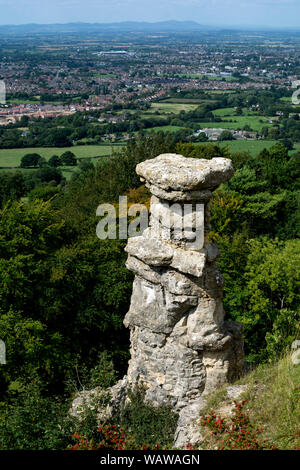 Des Teufels Schornstein, Leckhampton Hill, in der Nähe von Cheltenham, Gloucestershire, England, Großbritannien Stockfoto