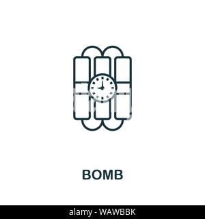 Bombe dünne Linie Symbol. Kreative einfache Design von Sicherheit Ikonen Sammlung. Umrisse bombe Symbol für Web Design und mobile Apps Nutzung Stock Vektor