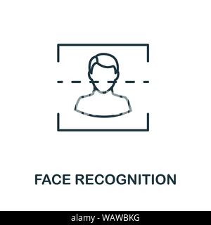 Gesichtserkennung dünne Linie Symbol. Kreative einfache Design von Sicherheit Ikonen Sammlung. Umrisse Gesichtserkennung Symbol für Web Design und mobile Anwendungen Stock Vektor