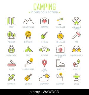 Sammlung von Camping Symbole Stock Vektor