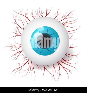 Happy Halloween Design Element. Realistisches Auge mit Adern. Stock Vektor