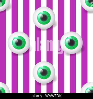 Happy Halloween. Augäpfel human. Nahtlose Muster, sich wiederholende auf schwarzem Hintergrund verstreut. Vector Illustration. Konzept Augen Halloween Nacht. Stock Vektor