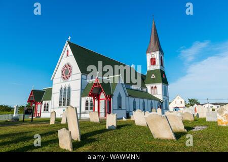 Kirche St. Paul's mit Friedhof, Trinity, Neufundland und Labrador, Kanada Stockfoto