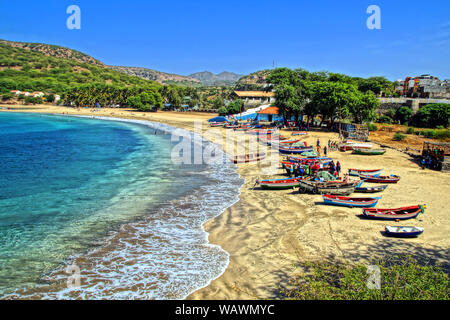 Zurück von Fischen in Tarrafal Strand, Insel Santiago, Kap Verde Stockfoto