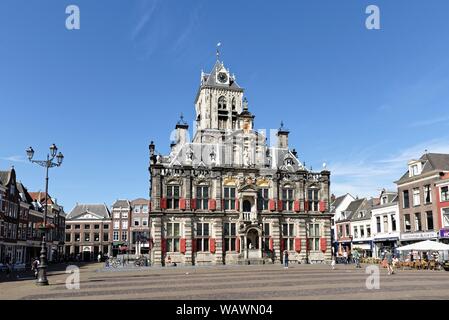 Markt, Rathaus, Delft, Groningen, Niederlande Stockfoto