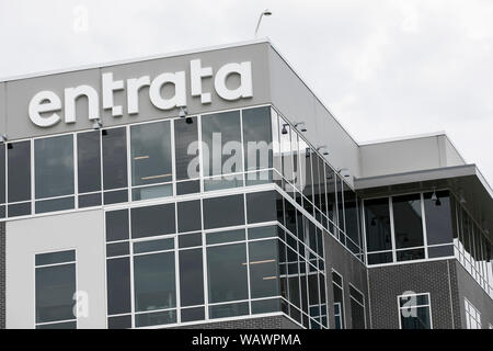 Ein logo Zeichen außerhalb des Hauptsitzes der Entrata, Inc., die in Lehi, Utah am 27. Juli 2019. Stockfoto