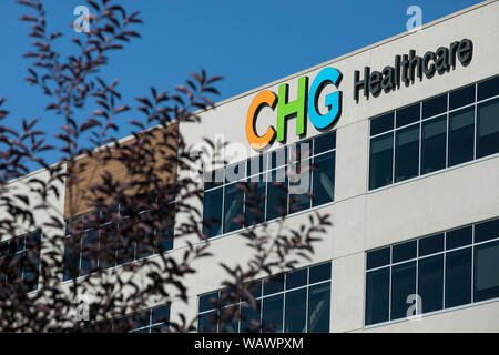 Ein logo Zeichen außerhalb des Hauptsitzes der CHG Healthcare in Midvale, Utah am 28. Juli 2019. Stockfoto