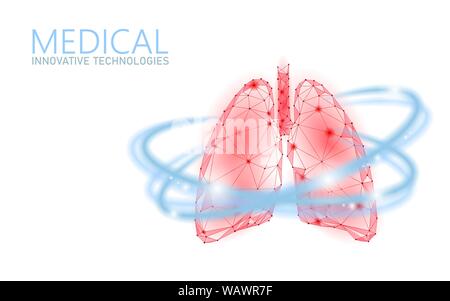 Die menschliche Lunge 3D-health care Recovery medizinisches Konzept. Low-poly-internen Organ vermeiden Krankheit Banner. Polygonale glühende Medizin Heilung der Tuberkulose Vektor Stock Vektor