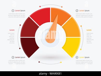 Business Meter oder Konjunkturindikator, infografik Design Template für Broschüre, Web oder Präsentation mit. Bewertung, Qualitätskontrolle Vektor Stock Vektor