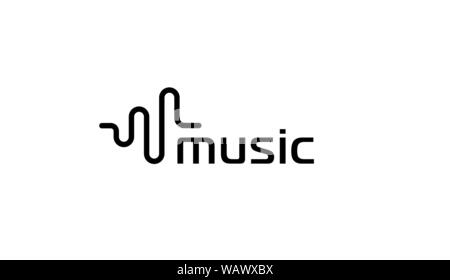 Musik Logo. Sound wave oder Radio wave Vector emblem Vorlage. Flache einfache Symbol isoliert. Stock Vektor