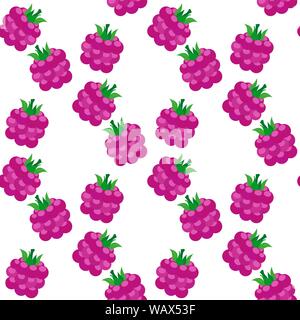 Nahtlose Muster mit unordentlichen Cartoon doodle lineare Himbeeren auf rosa Hintergrund isoliert. Vector Illustration. Stock Vektor