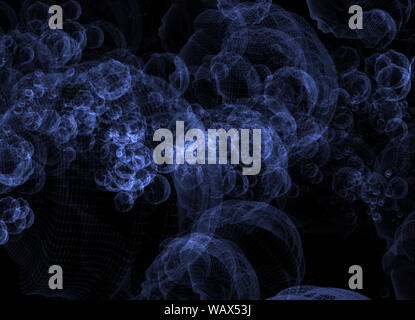 Abstrakte tech Hintergrund. Schwebende Kreise HUD Hintergrund. Matrixpartikel Raster der Virtuellen Realität. Smart bauen. Grid-Kern. Hardware quantum bilden. Futur Stockfoto