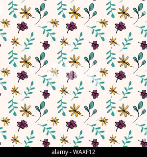 Vintage floral Vektor nahtlose Muster auf Old Lace Hintergrund Vektor - Stoff textile Design Kollektionen Stockfoto