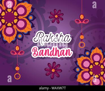 Raksha Bandhan mega Verkauf Poster Grußkarten Blumen Dekoration Vector Illustration Stock Vektor