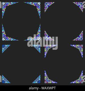 Gebogene Stein Mosaik Seite Ecke Design Set - vektor design elemente Stock Vektor