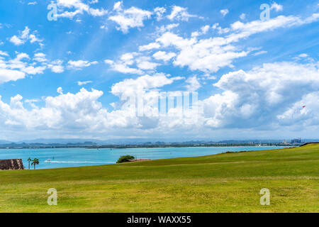 Ozean Horizont vom Fort San Felipe del Morro Puerto Rico. Stockfoto