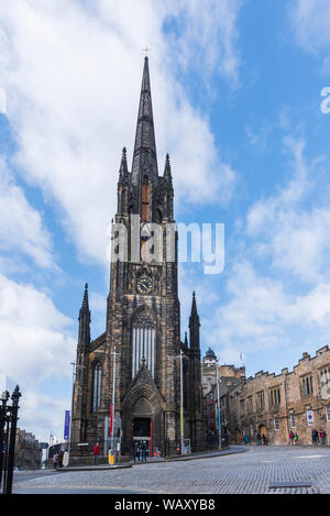 Die Tron Kirk/Kirche auf der Royal Mile in Edinburgh beherbergt heute das Hub eine öffentliche Kunst- und Veranstaltungszentrum und Cafe Stockfoto