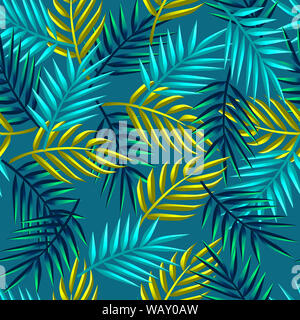 Nahtloses Muster aus Palmblättern Stockfoto