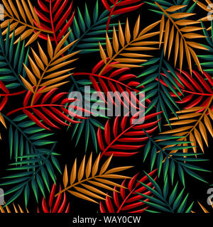 Nahtloses Muster aus Palmblättern Stockfoto