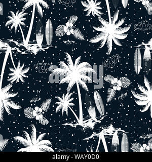 Nahtloses Muster aus Palmblättern Stockfoto