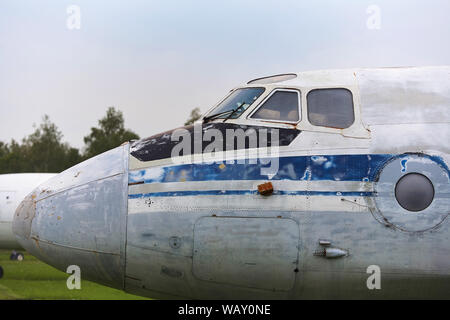 Alte militärische Flugzeugkabine close-up. Stockfoto