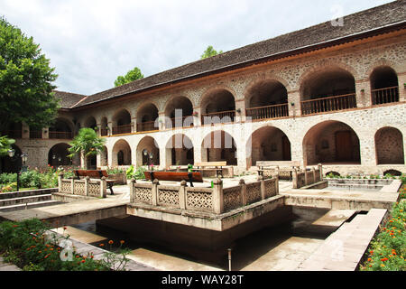 Sheki, Aserbaidschan - 12 Aug 2013. Der Khan Palace in Scheki Stadt, Aserbaidschan Stockfoto