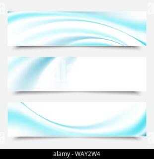 Blauen Wellen und Linien auf weißem Hintergrund. Satz von Banner. Abstract vector wave Rauch. Stock Vektor