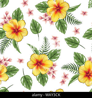 Nahtlose Muster Hibiscus flower tropischen Floral Design Stockfoto
