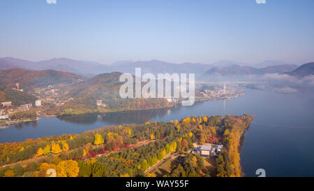 Luftaufnahme Herbst Insel Nami, Seoul Korea Stockfoto