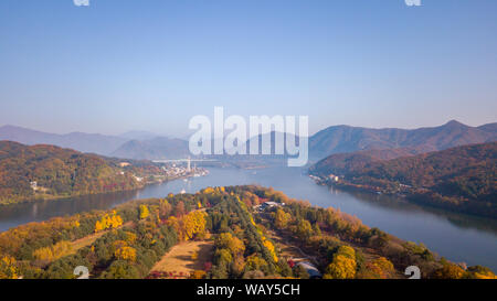 Luftaufnahme Herbst Insel Nami, Seoul Korea Stockfoto