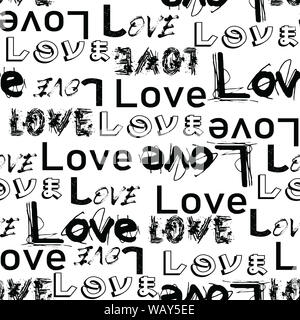 Trendige Mode nahtlose Liebe text Design Pattern. Stockfoto