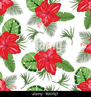Tropische Blume mit nahtloser Muster lassen Stockfoto