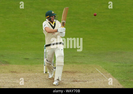 LEEDS, England. 22. AUGUST 2019: Warum nicht Labuschagne von Australien spielt einen Schuß während Tag eins der 3 Specsavers Asche Test Match, bei Headingley Cricket Ground, Leeds, England. Stockfoto