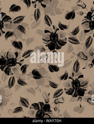 Vintage nahtlose Muster. farbige Blume Illustration und Frühlingsblumen design Stockfoto