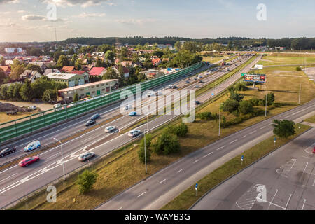 Danzig, Polen - 21 August, 2019: Autobahn Luftbild Stockfoto