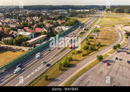 Danzig, Polen - 21 August, 2019: Autobahn Luftbild Stockfoto