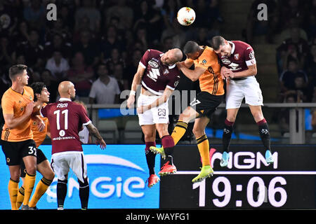 Romain Saiss (Wolverhampton Wanderers FC) während der Europa League 2019-20 Fußballspiel zwischen Torino FC und Wolverhampton Wanderers FC am Stadio Grande Torino am 22 August, 2019 in Turin, Italien. Stockfoto