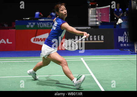 Basel, Schweiz. 22 Aug, 2019. Nozomi Okuhara (JPN) Badminton: Die BWF-WM 2019 Damen Einzel 3. Runde in der St. Jakobshalle in Basel, Schweiz. Credit: Itaru Chiba/LBA/Alamy leben Nachrichten Stockfoto