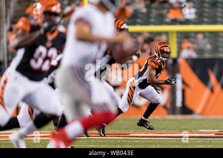 Cincinnati, USA. 22 Aug, 2019. 22. August 2019 - Cincinnati Bengals Defensive zurück Tyree Kinnel (43) Während der NFL Football preseason Spiel zwischen den New York Giants und die Cincinnati Bengals an Paul Brown Stadium in Cincinnati, OH. Adam Lacy/CSM Credit: Cal Sport Media/Alamy leben Nachrichten Stockfoto