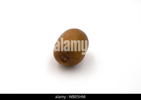 Blick von oben auf die ganzen Kiwis auf weißem Hintergrund. Stockfoto