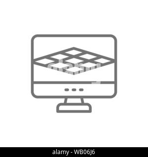 Computer Programm für 3d-Drucker, 3D-Modellierung Symbol Leitung. Stock Vektor