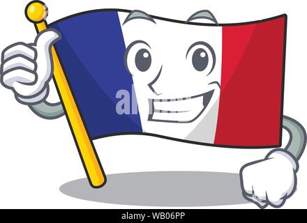 Daumen hoch Flagge Frankreich mit dem Maskottchen isoliert Stock Vektor