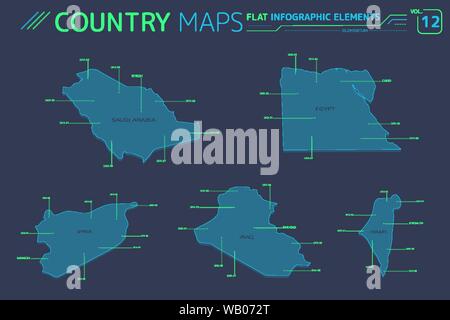 Flache Vektorkarten Sammlung mit infografik Elemente. Stock Vektor