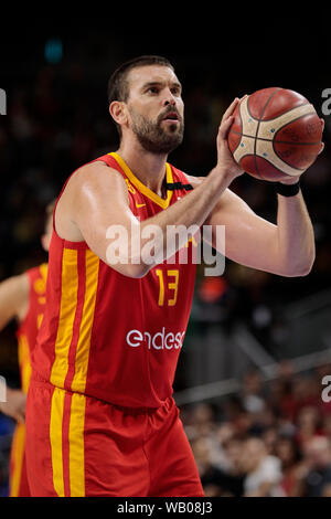 Marc Gasol von Spanien in Aktion während der Freundschaftsspiel zwischen Spanien und in der Dominikanischen Republik bei WiZink Zentrum in Madrid gesehen. (Endstand; Spanien 102 -70 Dominikanische Republik) Stockfoto