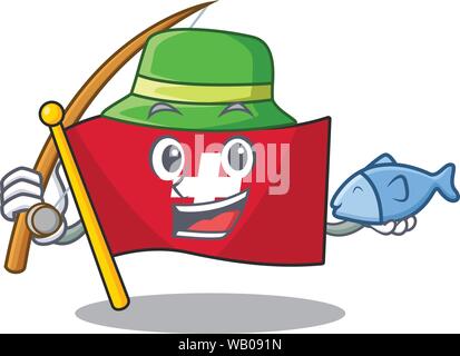 Angeln Schweiz Flagge im Cartoon Schrank setzen Stock Vektor