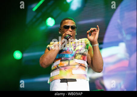 Austin, Texas, USA. 22 Aug, 2019. August 22, 2019: Nelly führt live im Austin 360 Amphitheater, Stromkreis des Nord- und Südamerika. Austin, Texas. Mario Cantu/CSM. Credit: Cal Sport Media/Alamy leben Nachrichten Stockfoto