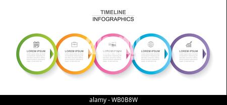 5 Kreis Infografik mit abstrakten timeline Vorlage. Präsentation Business moderne Hintergrund. Stock Vektor
