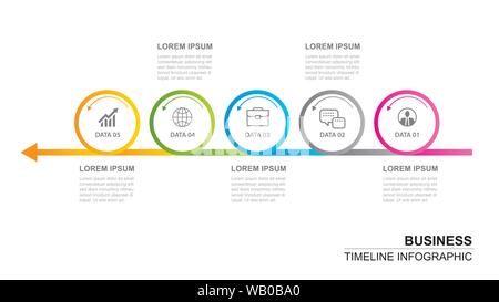 5 Kreis Infografik mit abstrakten timeline Vorlage. Präsentation Business moderne Hintergrund. Stock Vektor