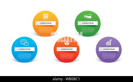 5 Kreis Infografik mit abstrakten timeline Vorlage. Präsentation Business moderne Hintergrund. Stock Vektor